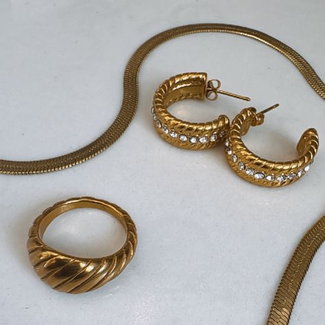 the lover girl hoops, twisted crossiant ring and and a classic snake chain necklace Lover Girl, Snake Chain Necklace, The Lover, Snake Chain, Chain Necklace, Twist, Chain, Ring, On Instagram