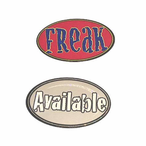 Vintage Hologram Stickers Set Of Two Brand New One Size - Vintage 90s - Set Of Two Matching - Freak And Available - Hologram Sparkle - Oval Ephemera Scrapbooking Sticker 90s Stickers Png, Old Stickers Vintage, 1980s Stickers, 2000s Stickers, 80s Stickers, 90s Stickers, Flowers Letters, Patchwork Cards, Vintage Stationary