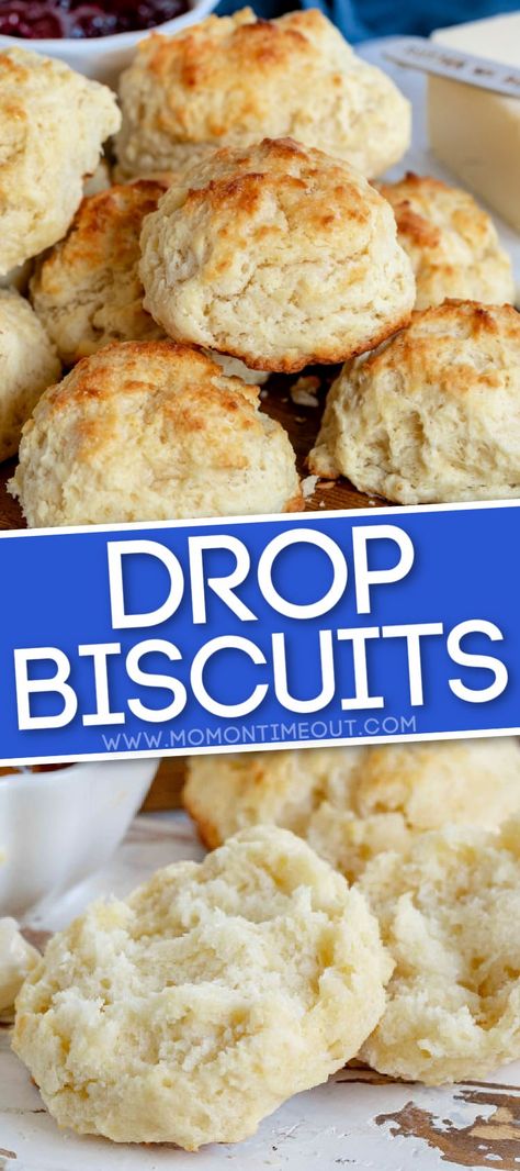 Cream Biscuits Recipe, Homemade Drop Biscuits, Dinner Biscuit, Quick Biscuits, Easy Drop Biscuits, Best Homemade Biscuits, Drop Biscuits Recipe, Easy Homemade Biscuits, Easy Biscuit Recipe