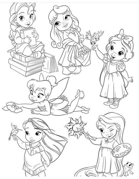 Disney Tattoos Sleeping Beauty, Sketches To Trace Over, Disney Character Collage Drawing, Disney Coloring Pages Free Printable, Baby Disney Characters Drawings, Disney Colouring In Pages, Disney Sketch Tattoo, Disney Flashsheets Tattoo, Disney Flash Tattoo