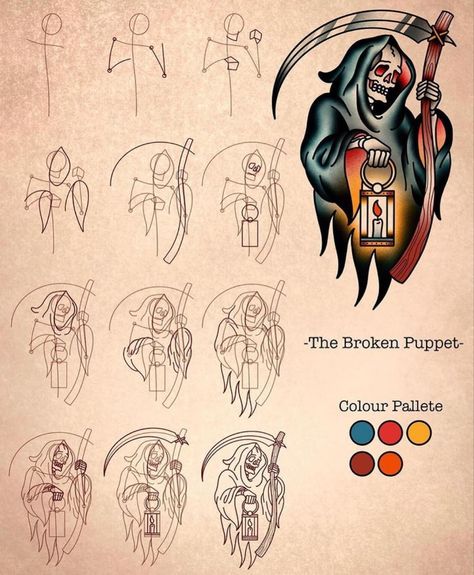 Tattoo Design Tutorial, How To Traditional Tattoo, Old School Tattoo Drawing Tutorial, How To Draw Traditional, Procreate Tattoo Tutorial, Traditional Tattoo Practice, Procreate Tattoo Design Tutorial, How To Draw Tattoos Step By Step, How To Draw American Traditional