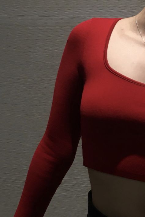 Red Longsleeves Outfit, Longsleeves Outfit, Tøp Aesthetic, One Shoulder Tops, Open Shoulder, Shoulder Top, Open Shoulder Tops, One Shoulder, Turtle Neck