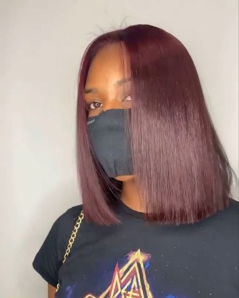 Burgundy Hair Black Hair, Burgandy Short Bob Black Women, Burgundy Straight Hair Black Women, Natural Hair Burgundy Black Women, Burgundy Bob Natural Hair, Dark Red Black Women, Burgundy Bob Black Women Natural Hair, Dark Wine Hair Color Black Women, Dark Burgundy Hair Color On Black Women