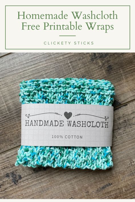 Free printable washcloth wrap gives your handmades a professional and polished look perfect for gift giving or market tables. Clickety Sticks, Printable Gift Labels, Crochet Labels, Bright Summer Colors, Beginner Friendly Crochet, Free Printable Tags, Free Printable Gifts, Dishcloth Crochet Pattern, Washcloth Pattern