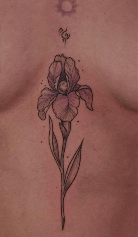 Orchid Tattoo Sternum, Small Upper Chest Tattoos For Women, Flower Tattoos Chest, Cool Sternum Tattoos, Above Breast Tattoos For Women, Pretty Sternum Tattoo, Sternum Tattoo Floral, Sternum Flower Tattoo, Middle Breast Tattoo