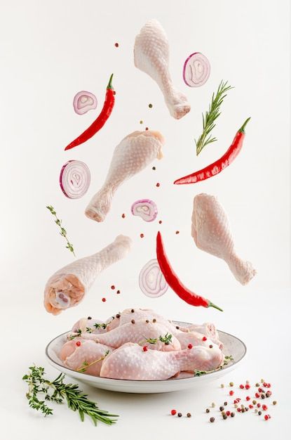 Spicy marinated raw chicken legs or drum... | Premium Photo #Freepik #photo #fresh-chicken #raw-chicken #chicken-meat #raw-food Poultry Farm Design, Marinated Chicken Wings, Meat Delivery, Raw Chicken Breast, Chicken Shop, Food Art Photography, Meat Shop, Chicken Breast Fillet, Photo Food