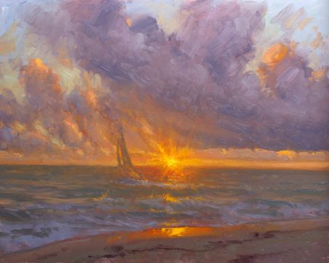 Sunset Paintings, Sunrise Artwork, Sunsets And Sunrises, Sunset Beach Pictures, Beach Paintings, Paint Inspo, Greece Art, Sunrise Painting, Sunrise And Sunset