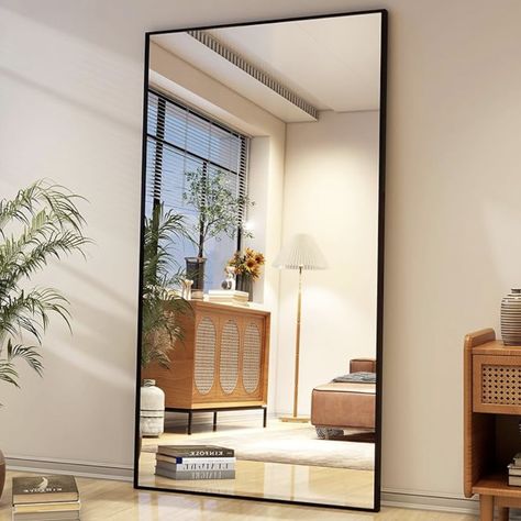 This full-length mirror measures 76" in length and 34" in width, providing the perfect size to display your entire figure. It serves not only as a body mirror but also as a decorative piece of art in your home, capable of elevating your mood every day Full Length Mirror With Stand, Full Length Mirror Stand, Mirror Standing, Mirror With Stand, Mirror Floor, Full Length Floor Mirror, Floor Standing Mirror, Freestanding Mirrors, Full Body Mirror