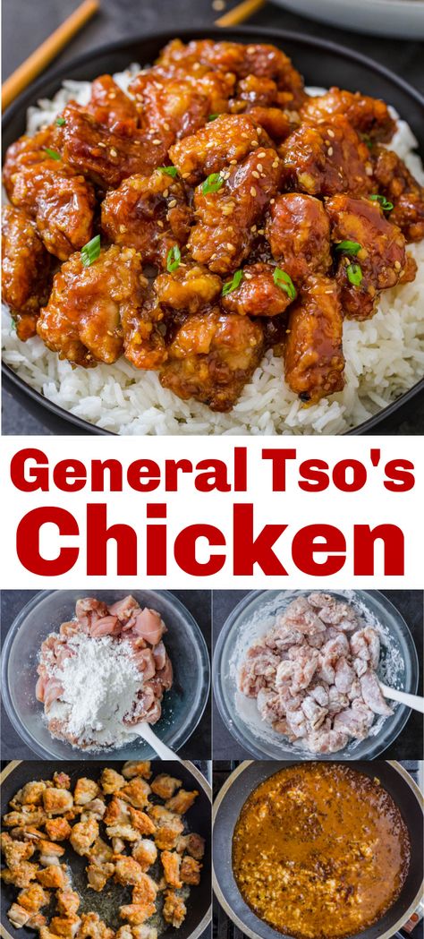 General Chicken Sauce, General Tso Chicken And Rice, Tso General Chicken Recipe, General Tso Chicken Crispy, General Chow Chicken, Chicken Tso Recipes, Homemade Chinese Food Recipes Chicken General Tso, Chicken Recipes For Dinner Chinese, Chinese Food Recipes General Tso