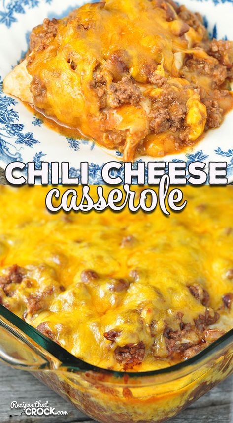 Quick Oven Dinner Ideas, Chili Cheese Burrito Casserole, Recipes With Canned Chili, Casserole Recipes For Potluck, Chili Meat Recipes, No Cheese Casserole Recipes, Chili Casserole Recipes, Chili Cheese Recipes, Chili Cheese Casserole