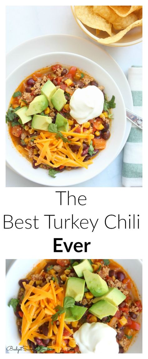 My new obsession!  I cannot wait to make this recipe again Best Turkey Chili, Healthy Chili Recipe Turkey, Chili Recipe Turkey, Best Turkey, Turkey Chili, New Obsession, Chili Recipe, Recipe Healthy, Ground Turkey