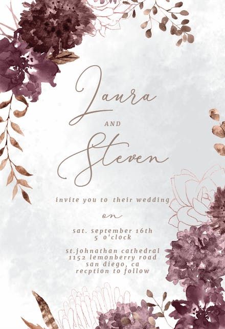 Chocolate Flowers - Wedding Invitation Template | Greetings Island Digital Wedding Invitations Design, Engagement Invitation Cards, Engagement Invitation Template, Floral Invitations Template, Digital Invitations Wedding, Greetings Island, Bridal Shower Flowers, Chocolate Flowers, Wedding Invitation Card Design