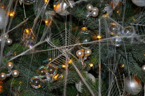 Choose a Christmas tradition from another country. (In the Ukraine it’s tradition to hang spider web-shaped decorations on the tree.) Christmas In Ukraine, Yule Cat, Pickle Ornament, Christmas Pickle, Christmas Log, Creepy Christmas, Hosting Holidays, Days Before Christmas, Holiday Flower