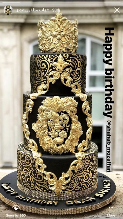 Cake Recipe Birthday, Recipe Birthday Cake, Beautiful Birthday Cake, Fancy Wedding Cakes, Black And Gold Wedding, Architectural Designer, Baking Cakes, Birthday Cake Recipe, Beautiful Birthday