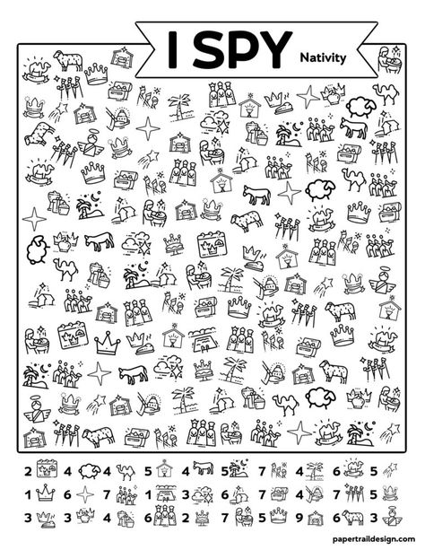 Bible I Spy Printable, Nativity I Spy Free Printable, I Spy Bible Printables For Kids Free, Bible Activities For Kids Printables, Sunday School Activity Sheets, Christmas Activity Pages, Bible Activity Sheets, I Spy Christmas, Christmas Activites