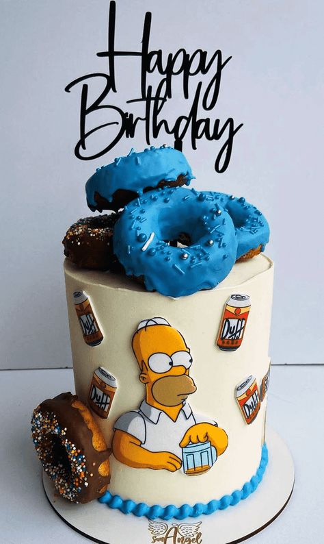 Simpson Birthday Cake Ideas Images (Pictures) Man Cakes Birthday For Men, Simpson Cake Ideas, Themed Cakes For Men, Mans Birthday Cake, Homer Cake, Men’s Birthday Cake Ideas, Men’s Birthday Cake, The Simpsons Cake, Men Birthday Cakes