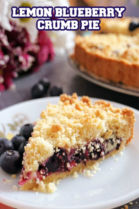 Lemon Blueberry Pie Recipe, Blueberry Lemon Pie Filling, Fresh Blueberry Pie Recipes, Blueberry Lemon Pie Recipe, Blueberry Pie Crumble, Blueberry Pie With Crumb Topping, Single Crust Blueberry Pie, Apple Blueberry Crumble Pie, Lemon Blueberry Crumb Bars