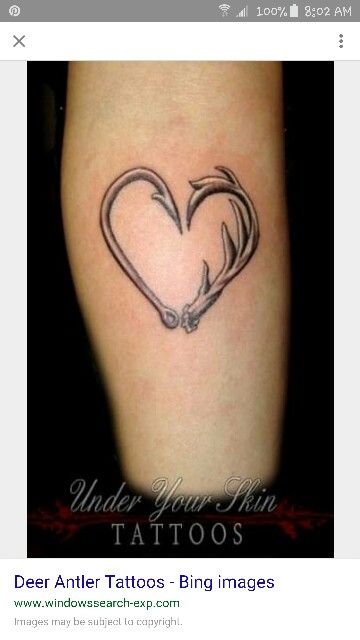 Love this Antler Heart Tattoo, Country Couple Tattoos, Antler Tattoos, Hook Tattoo, Antler Tattoo, Fishing Hook Tattoo, Hook Tattoos, Country Tattoos, Remembrance Tattoos