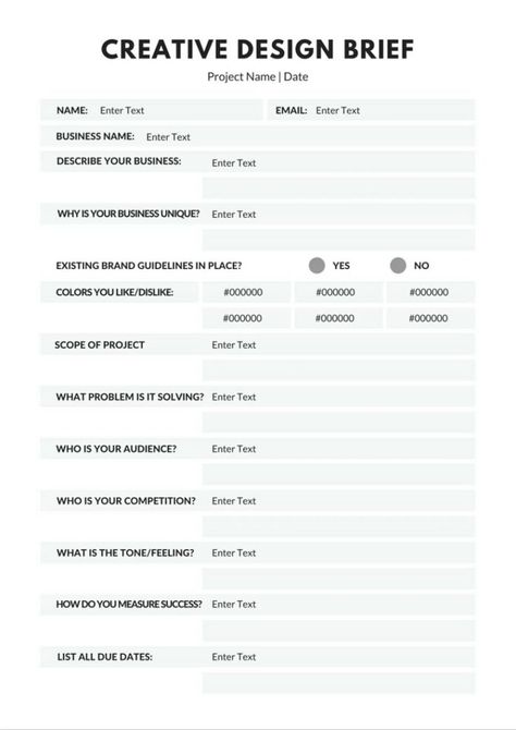 Infographic Design - Creative Design Brief Project Name | Date Enter Text Enter Text Nam... - CoDesign Magazine | Daily-updated Magazine celebrating creative talent from around the world Graphic Design Questionnaire, Web Design Client Questionnaire, Creative Brief Design, Graphic Design Brief, Logo Design Brief, Design Brief Template, Creative Brief Template, Creative Brief, Visuell Identitet