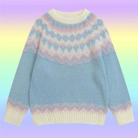 PASTEL 90S KIDS SWEATER – kokopiecoco Funky Sweaters, Mall Rats, Tabby Tiger, Cute Oversized Sweaters, 80s Inspired Outfits, Tiger 2, Pastel Sweater, All Things, Clothes Reference