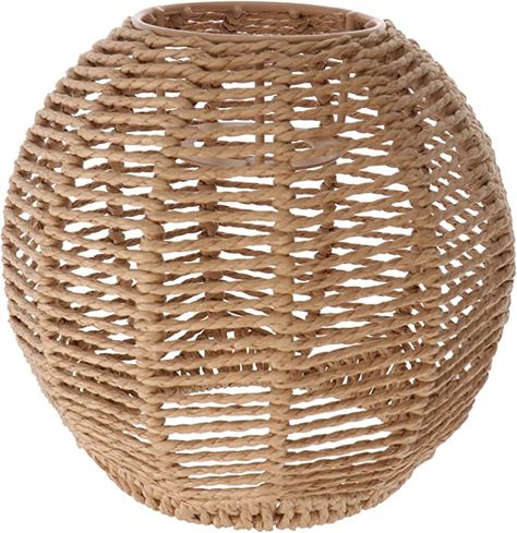 Happyyami 1Pc Woven Rattan Pendant Lamp Chandelier Cover Hemp Rope Lampshade Wicker Pendant Light Shade for Livingroom (Round) - - Amazon.com Woven Chandelier, Retro Lampshade, Rattan Lamp, Lamp Cover, Lamp Shade, Pendant Light, Bedroom, Pendant