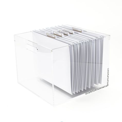 Russell & Hazel : wholesale quantity inquiry ?!? Perfect for Homeowner User Manuals, Trade Contact Lists & Seasonal Maintenance Check List! | 55712 Acrylic File Box with Handles File Folder Organization, Colorful Desk, Hanging Folders, Folder Organization, Hanging File Folders, Document Storage, Hanging Files, Acrylic Organizer, File Folders