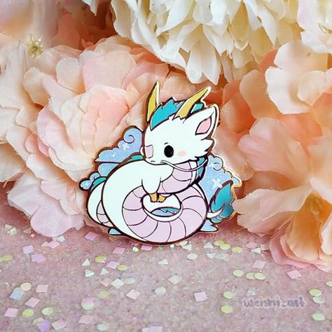 Haku Spirited Away Dragon Enamel Pin | Etsy Double Black, Space Wolves, Pin Art, Cowboy Bebop, Hayao Miyazaki, How Train Your Dragon, Cute Pins, Manga Illustration, Cute Illustration