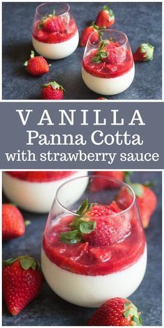 Strawberry Panna Cotta Recipe, Valentines Day Dessert, Strawberry Panna Cotta, Valentines Desserts, Night Bedroom, Vanilla Panna Cotta, Panna Cotta Recipe, Milk Dessert, Berry Sauce