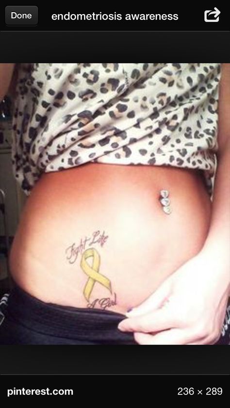 Endometriosis tattoo Yellow Ribbon Tattoos, Crohns Tattoo, Awareness Tattoo, Ribbon Tattoos, Yellow Ribbon, Tattoo Trends, Couple Tattoos, Creative Tattoos, Popsugar