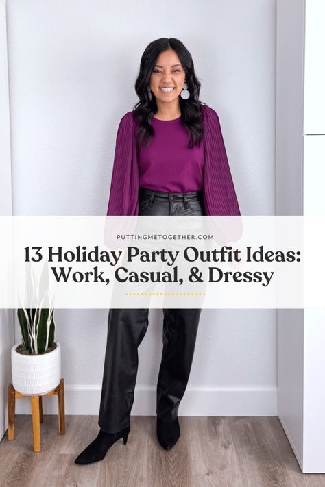 Work, Casual, and Dressy Outfits to Wear to a Holiday Party Velvet Pants Outfit Party, Blazer Holiday Outfit, Black Velvet Pants Outfit, Holiday Casual Outfits, Outfit Ideas For Work Casual, Casual Holiday Party Outfit, Dressy Christmas Outfits, Velvet Pants Outfit, Christmas Party Outfits Classy