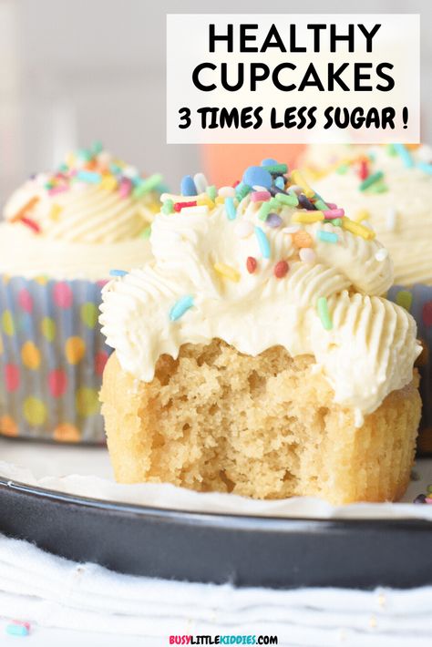 Healthy Vanilla Cupcakes Clean Cupcakes Recipes, Healthier Cupcakes For Kids, Easy Healthy Cupcake Recipes, 2nd Birthday Cupcake Cake, Healthy Birthday Cupcakes, Easy Healthy Cupcakes, Low Sugar Cupcakes For Kids, Healthy Cupcake Recipes For Kids, Sugar Free Cupcakes For Kids