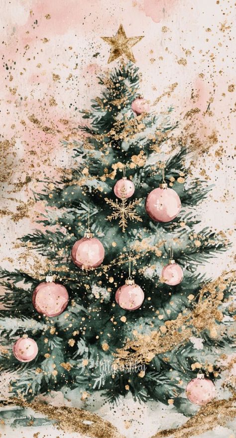 New Year Pink Aesthetic, Vintage Pink Christmas Wallpaper, Christmas Tree Background Wallpapers, Free Christmas Wallpaper Iphone, Christmas Glitter Wallpaper, Pink Ornaments Wallpaper, Aesthetic Pink Christmas Wallpaper, Pink New Year Wallpaper, Pink Tree Wallpaper