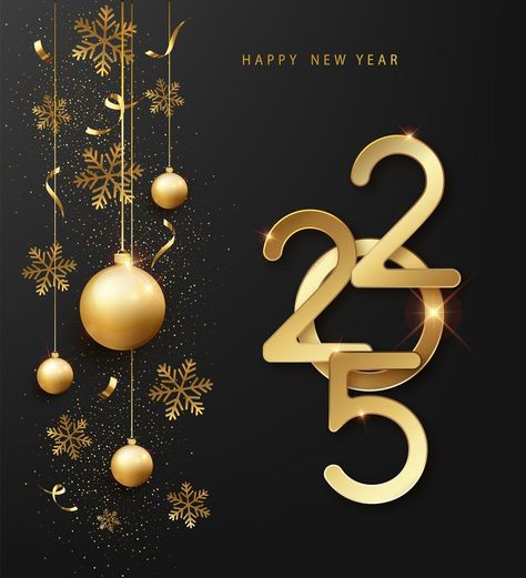 Free Vector | 2025 Happy New Year greeting card or banner template with shining snowflake and confetti on black background 2025 Countdown, Wishes Background, 2025 Background, 2025 Wallpaper, 2025 Quotes, Wishes Happy New Year, New Year Animated Gif, 2025 Sticker, 2025 Images