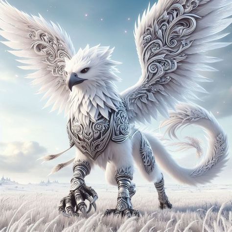 Griffin Wallpaper, White Griffin, Griffin Mythical, Cool Dragon Pictures, Greek Animals, Phoenix Artwork, Gryphon Art, Mythical Animals, Mythical Creatures Fantasy