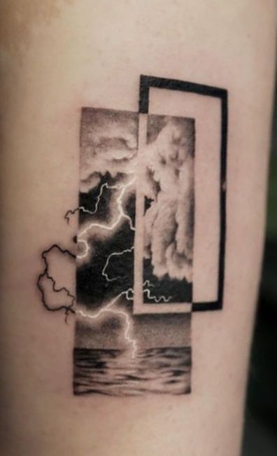 Floating Tattoo Design, Stormcloud Tattoo, Coma Tattoo, Raining Tattoo, Shadow Tattoo Design, Creepy References, Thunderstorm Tattoo, Symmetry Tattoo, Rain Cloud Tattoos