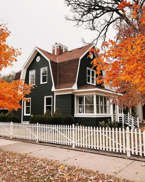 Dutch Colonial Exterior, Brown House Exterior, Dutch Colonial Homes, Exterior House Colors With Brown Roof, Brown Roof, Cottage Retreat, Colonial Exterior, Brown House, Dutch Colonial