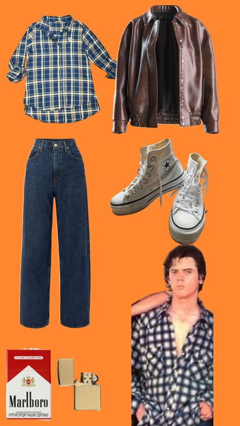 Pt. 1 of a female outfit inspired by Ponyboy Curtis Sodapop Curtis Outfit, Outsiders Aesthetic Outfit, The Outsiders Inspired Outfits, Outsiders Outfits, Ponyboy Curtis, Dallas Winston, Outfit Inspired, Inspired Outfits, Fit Inspo