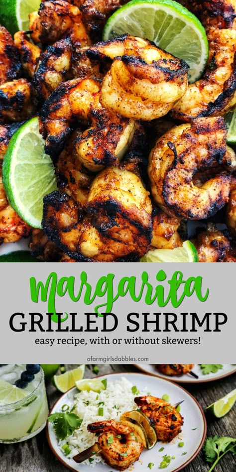 Margarita Grilled Shrimp Skewers are loaded with flavor  charred to perfection. An easy grilled shrimp recipe that'll be the star of your summer grilling! #shrimp #grilledshrimp #grilling #bbqfood #skewers Margarita Shrimp, Easy Grilled Shrimp Recipes, Shrimp Grilled, Grilled Shrimp Skewers, Grilled Shrimp Recipes, Jumbo Shrimp, Shrimp Dishes, God Mat, Grilled Shrimp