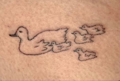 Mama Duck Tattoo, Duck Stick And Poke, Make Way For Ducklings Tattoo, Mother Duck And Ducklings Tattoo, Duck Family Tattoo, Mama Duck And Ducklings Tattoo, Ducks In A Row Tattoo, Fairy Stick And Poke, Duckling Tattoos