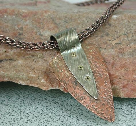 Mixed Metal Shield Shaped Pendant Copper by SilverSeahorseDesign