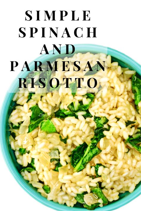 Think risotto's just for restaurants? Nope. Here we show you (there's a video!) how easy it is to whip up this dreamy dish! Creamy (yet creamless) and utterly satisfying, you can't go wrong with making this Italian delight - all you have to do is stir. Yes, stir a few times and you end up with tender rice and nutrient-rich spinach blended with white wine and Parmesan. Spinach Rissoto Recipes, Spinach Risotto Recipes, No Stir Risotto, Risotto Recipes Parmesan, Risotto Recipes No Wine, Best Risotto Recipes Parmesan, Spinach Parmesan Risotto, Spinach Risotto, Best Risotto