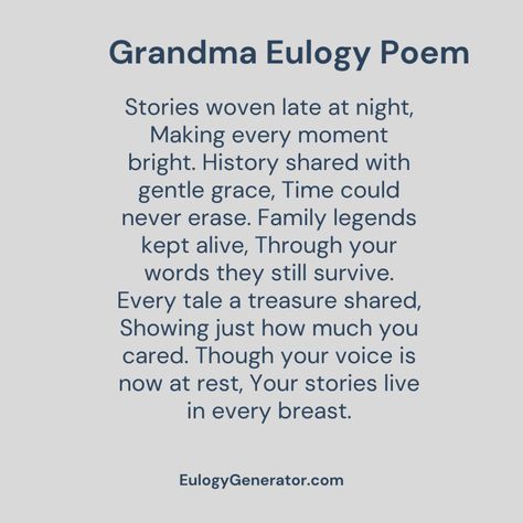 Heartfelt Grandma Eulogy Poems to Honor Her Memory - Eulogies By Jen Grandma Eulogy, Eulogy Poems, Eulogy Quotes, Writing A Eulogy, Lost Quotes, Grandma Fashion, In This Moment, Writing, Quotes