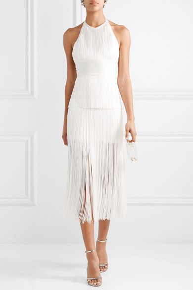 White Fringe Dress, Outfit Ideas For Church, Latina Outfit, Herve Leger Dress, 파티 드레스, White Fringe, Tassel Dress, Fringe Dress, Herve Leger