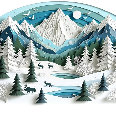 Music Conservatory, 3d Mountain, Winter Party Decorations, Winter Paper, Romantic Novels To Read, Mountain Pictures, Paper Cutout Art, Stage Background, Typography Alphabet