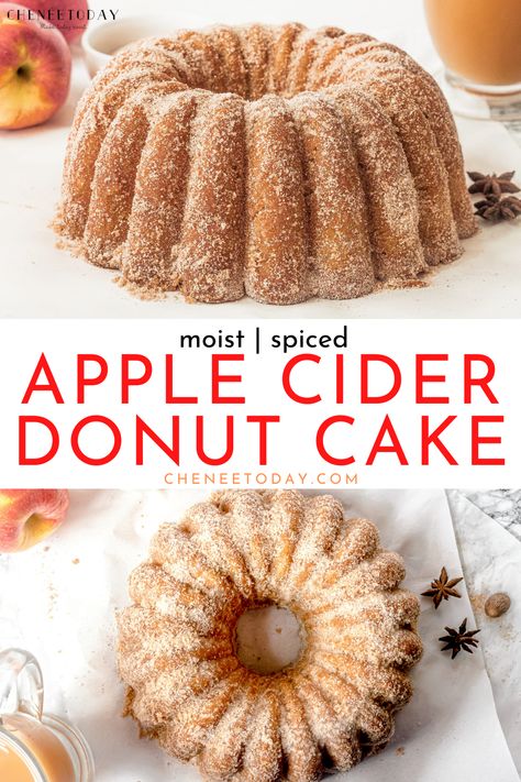 The best of all homemade apple bundt cake recipes! An easy, moist cinnamon spiced apple cider doughnut cake recipe with fresh raw apples, easy cinnamon sugar coating, brown sugar, sour cream, apple cider, Granny Smith apples, and the flavor of fresh apple cider donuts! A simple, old-fashioned apple pound cake recipe for autumn! #applecake #freshapplecake #bundtcake #poundcake #appleciderdonuts #applebundtcake #applecinnamon #cinnamonsugar Fall Flavor Bundt Cake, Apple Cinnamon Donut Cake, Your Kidding Me Cake, Easy Breakfast Bundt Cake Recipes, Classic Bundt Cake Recipes, Apple Cider Spice Cake, Autumn Bundt Cake, Apple Spice Bundt Cake Recipes, Bundt Cake Recipes Apple