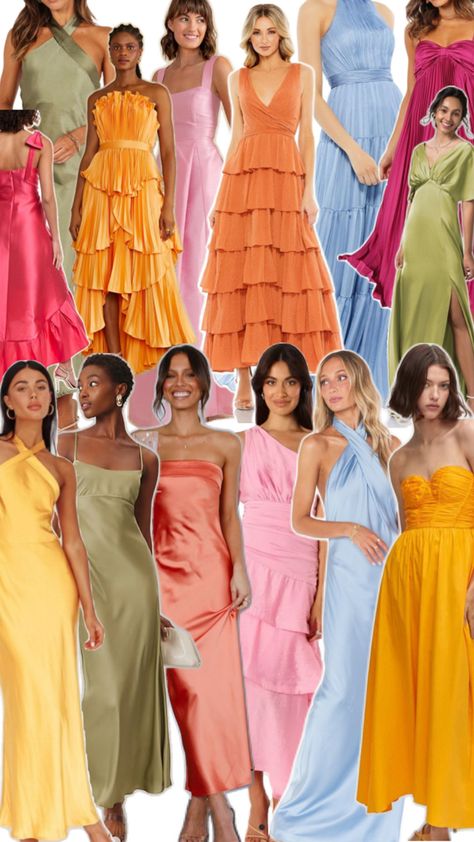 Colorful Wedding Guest Outfits, Sunset Wedding Theme, Summer Bridesmaids, Formal Dress Code, Dress Code Wedding, Theme Dress, Guest Attire, Wedding Attire Guest, Summer Wedding Dress