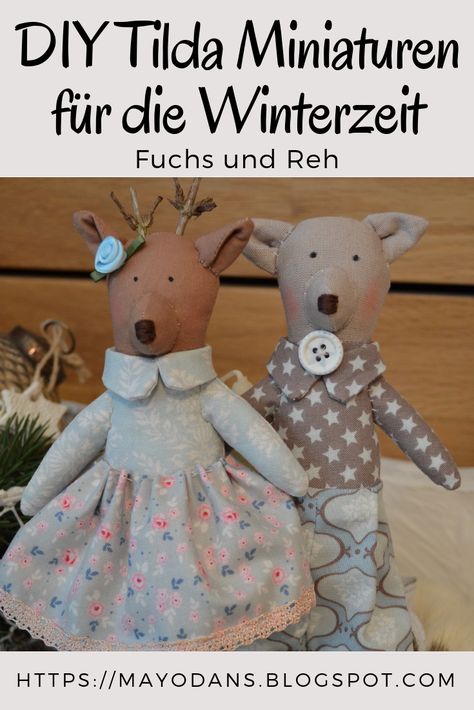 DIY Tilda Miniaturen für die Winterzeit #tilda #nähen #sewing #fuchs #reh #winterdekoration Animal Decor, Christmas Animals, Teddy Bear, Sewing, Toys, Christmas, Animals, Pins, Quick Saves