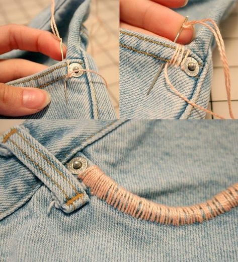 22 Incredibly Cool DIY Denim Ideas Ranging from Organization to Accessories! Embroidered Jeans Diy, Thrift Ideas, Jean Diy, Detail Couture, Diy Clothes Refashion, Diy Jeans, Ideas Clothes, Diy Vetement, Thrift Flip