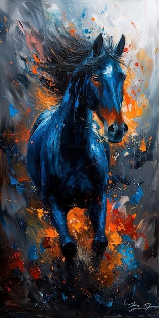 Photo horse painting consists of beauty ... | Premium Photo #Freepik #photo Native Horse Art, Wild Horses Painting, Horse Painting Ideas, Horse Acrylic Painting, Running In A Field, Horse Paintings Acrylic, Colorful Horse Painting, Horse Art Ideas, Photo Horse