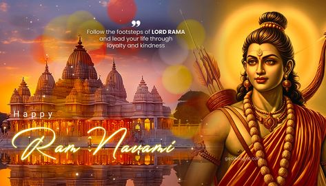 This is a widescreen HD wallpaper blending Lord Ram's strength, Ayodhya Ram Mandir's beauty, and an inspiring quote, best suited for Ram Navami greetings and social media posters.  #lordramwallpaper #wallpapers #hdwallpapers #jaishreeram #jaishriram #ramanavami Ram Mandir Background, Ram With Bow And Arrow, Best Youtube Thumbnail Background, Mandir Background, Happy Yoga Day, Ayodhya Ram Mandir, Ayodhya Ram, Gradient Image, Social Media Posters